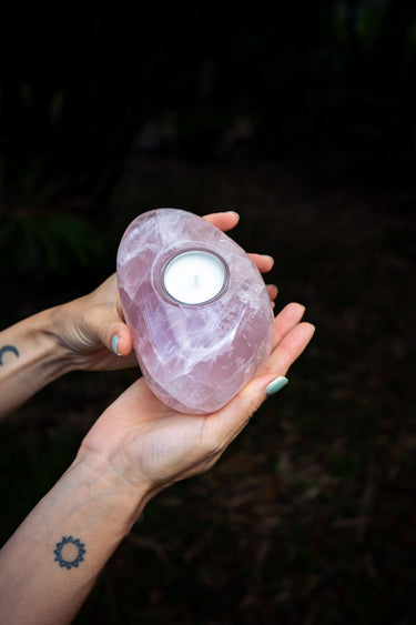 Rose Quartz Candle Holder